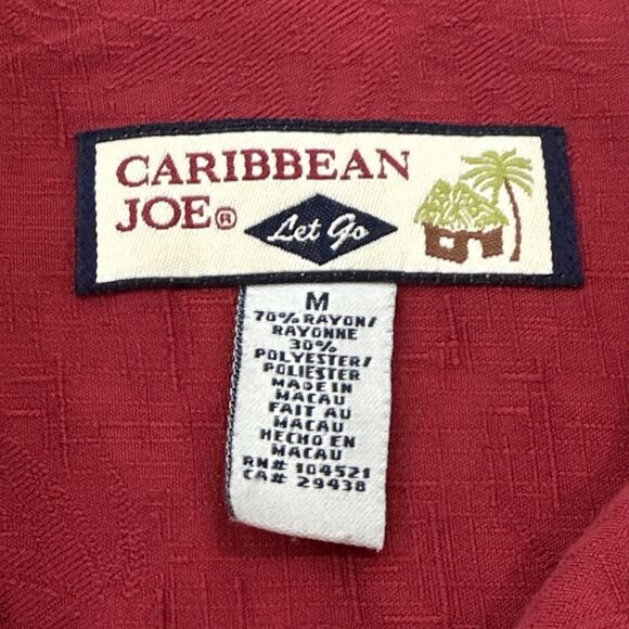 Vintage Caribbean Joe Rayon camp collar short sleeve button shirt Red Medium - Picture 4 of 7